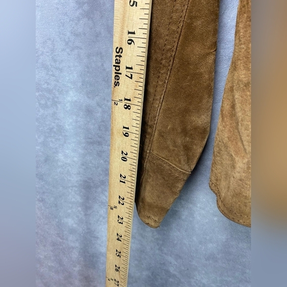 i.e. Relaxed Brown Leather Cargo Moto Streetwear Boho Chunky Jacket Size SP‎ - Picture 8 of 8